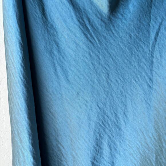 NEW Fame and Partners Carmen Blue Satin Cowl Neck Sleeveless Midi Dress 4 - Picture 9 of 11